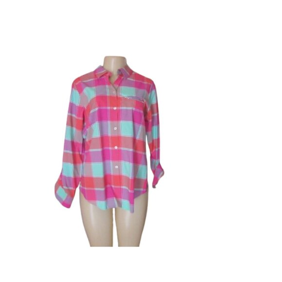 Foxcroft Sun Protection UPF 50 Button Down Shirt w Roll Up Sleeves Size 10 - Picture 1 of 7